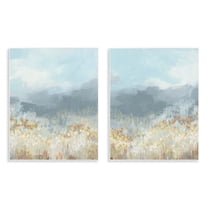 Stupell Industries White Flower Field Mountains Landscape & Nature Painting Unframed Art Print Wall Art, 11 x 14, Set of 2