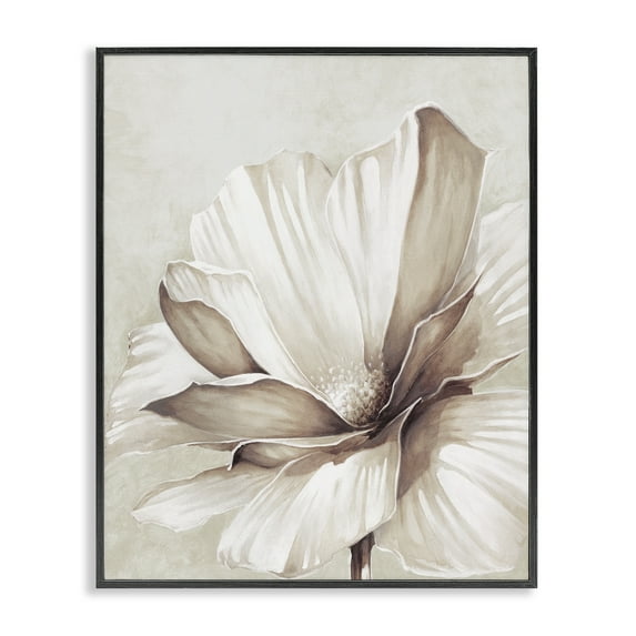Stupell Industries White Flower Petals Botanical & Floral Painting Black Framed Art Print Wall Art, 24 x 30