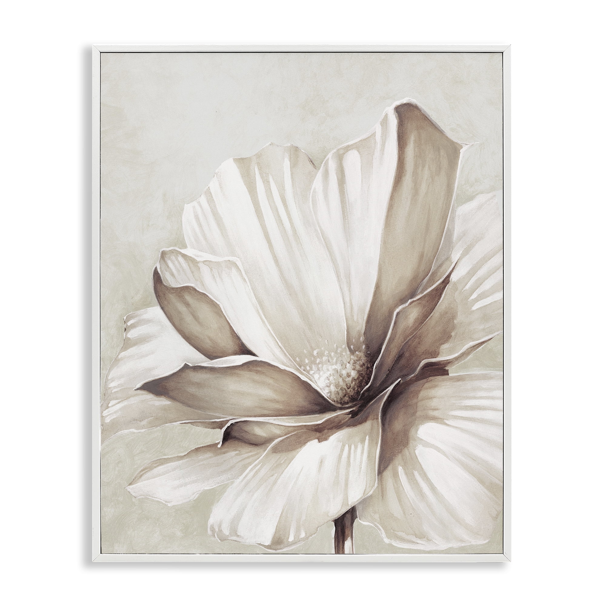 Stupell Industries White Flower Petals Botanical & Floral Painting White Framed Art Print Wall Art, 11 x 14