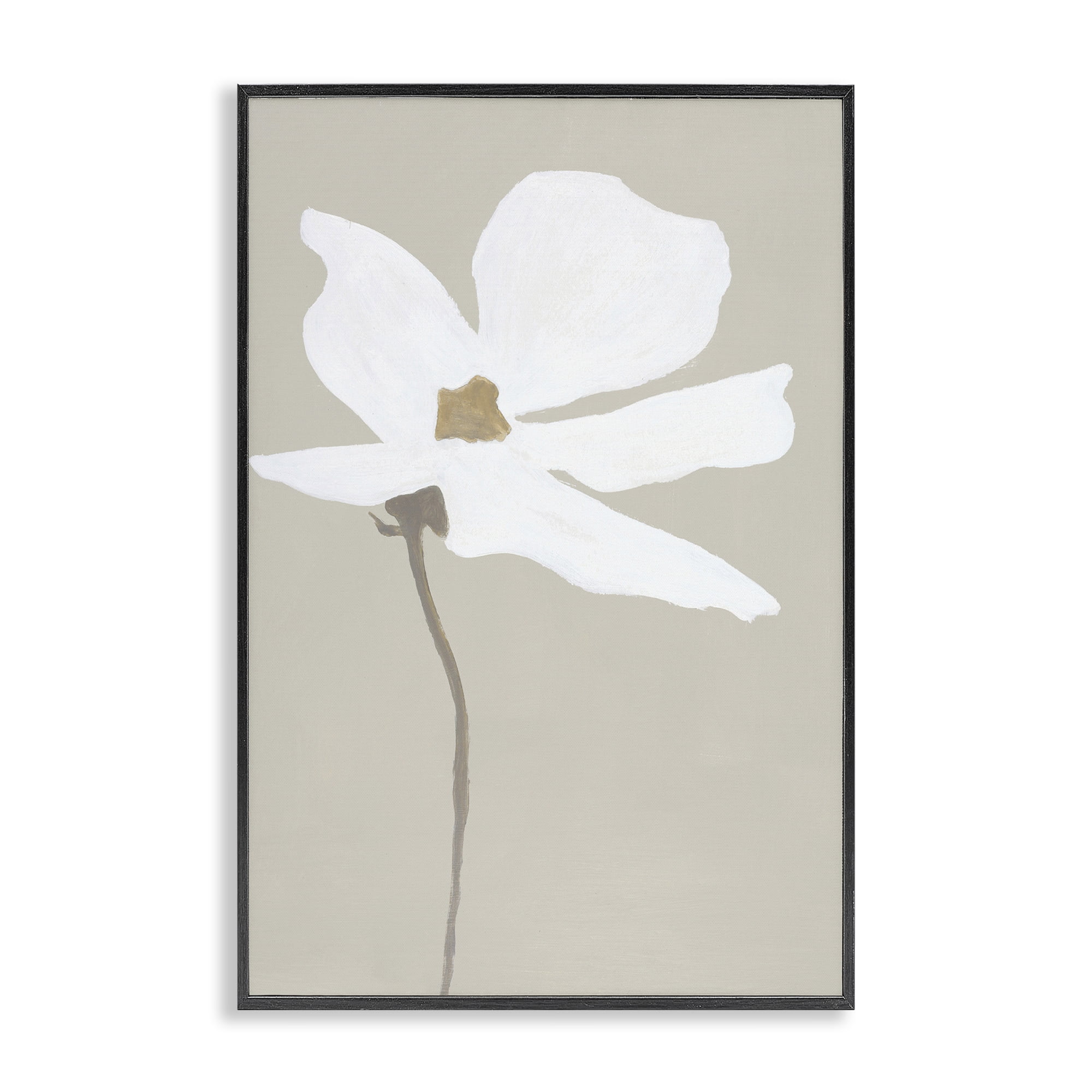 Stupell Industries White Flower Sprout Botanical & Floral Painting Black Framed Art Print Wall Art, 12 x 18