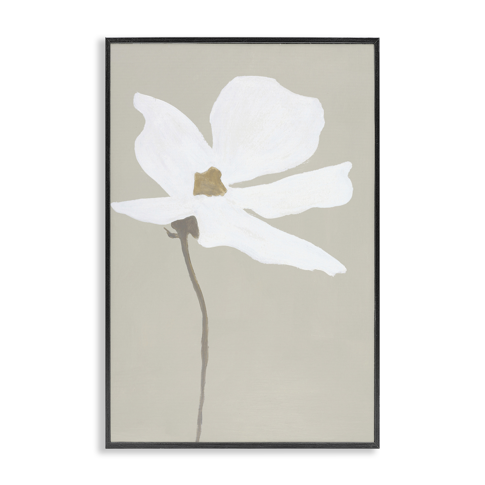 Stupell Industries White Flower Sprout Botanical & Floral Painting Black Framed Art Print Wall Art, 16 x 24