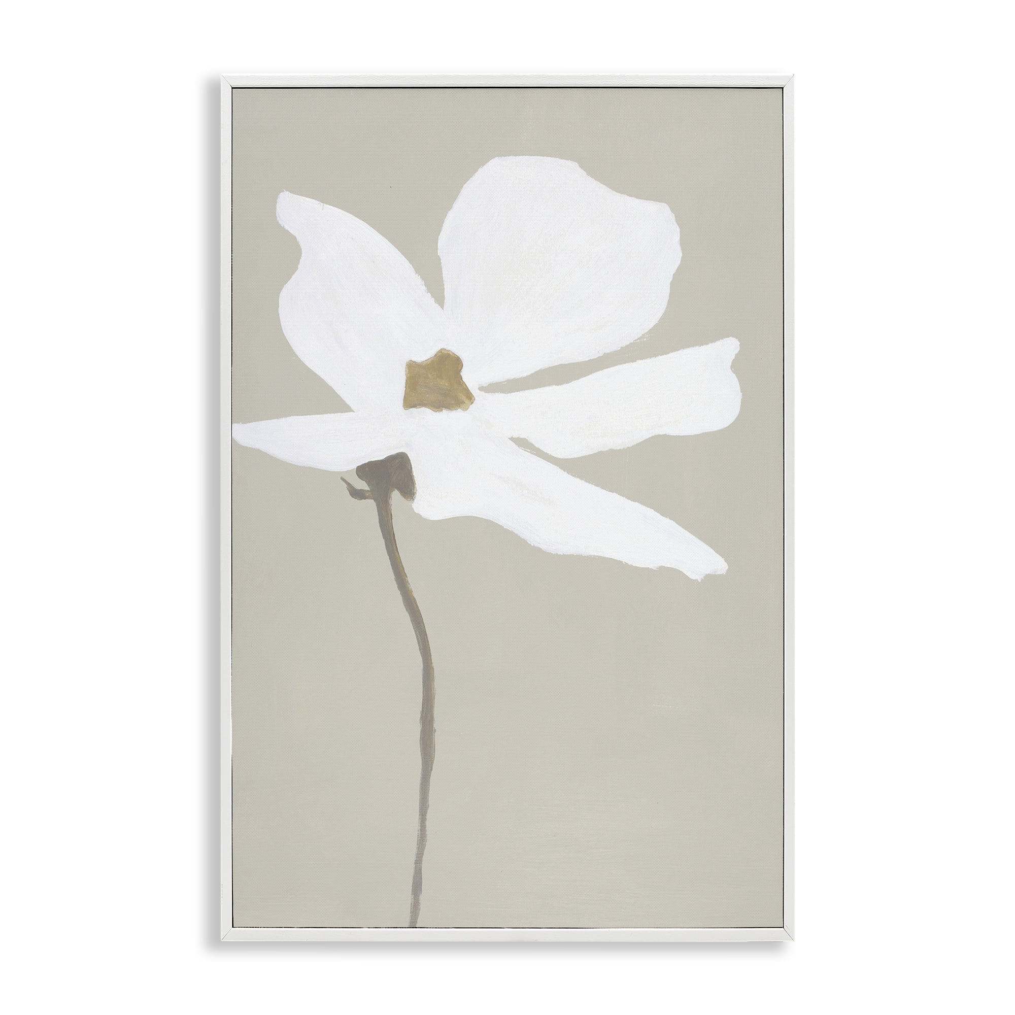 Stupell Industries White Flower Sprout Botanical & Floral Painting White Framed Art Print Wall Art, 16 x 24