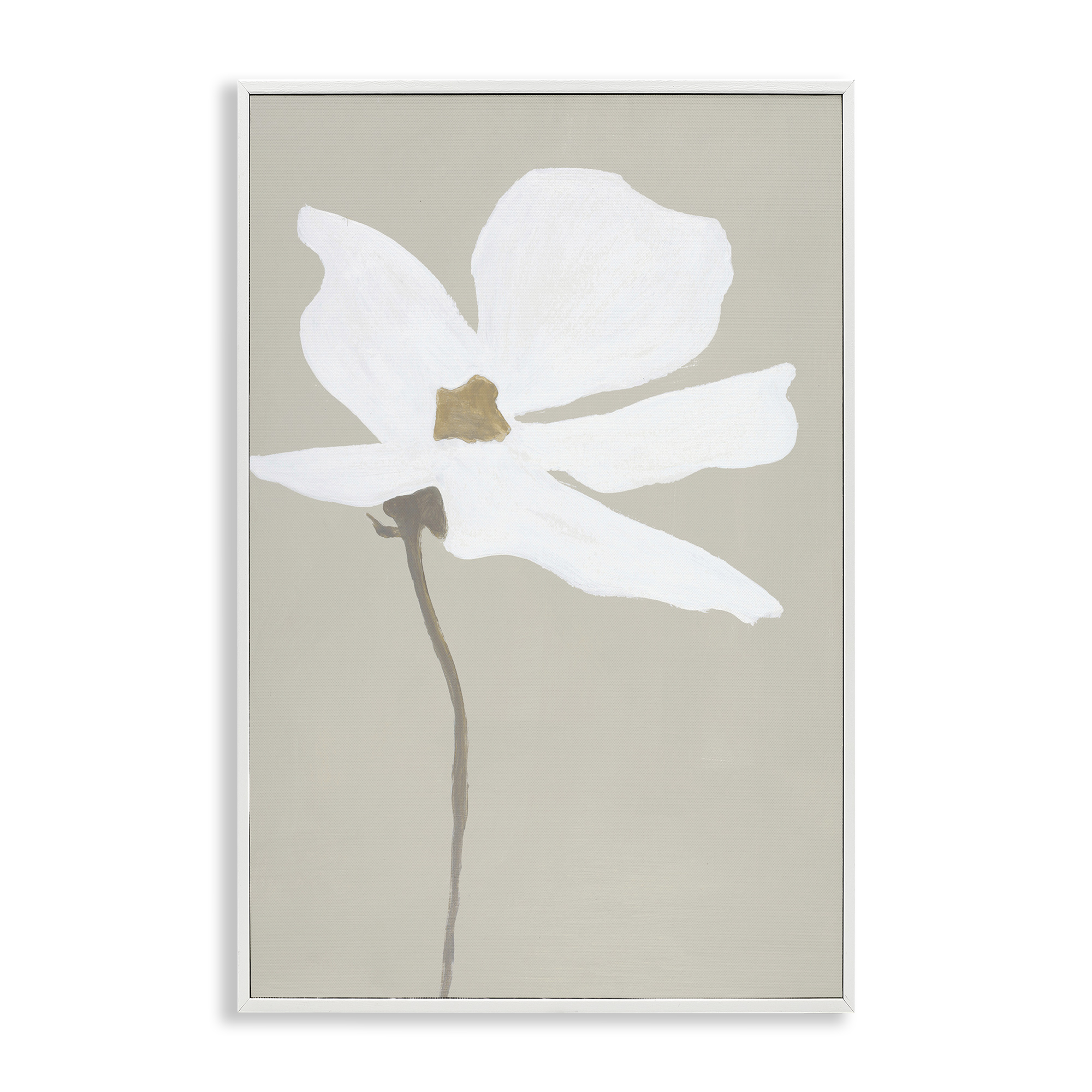 Stupell Industries White Flower Sprout Botanical & Floral Painting White Framed Art Print Wall Art, 20 x 30