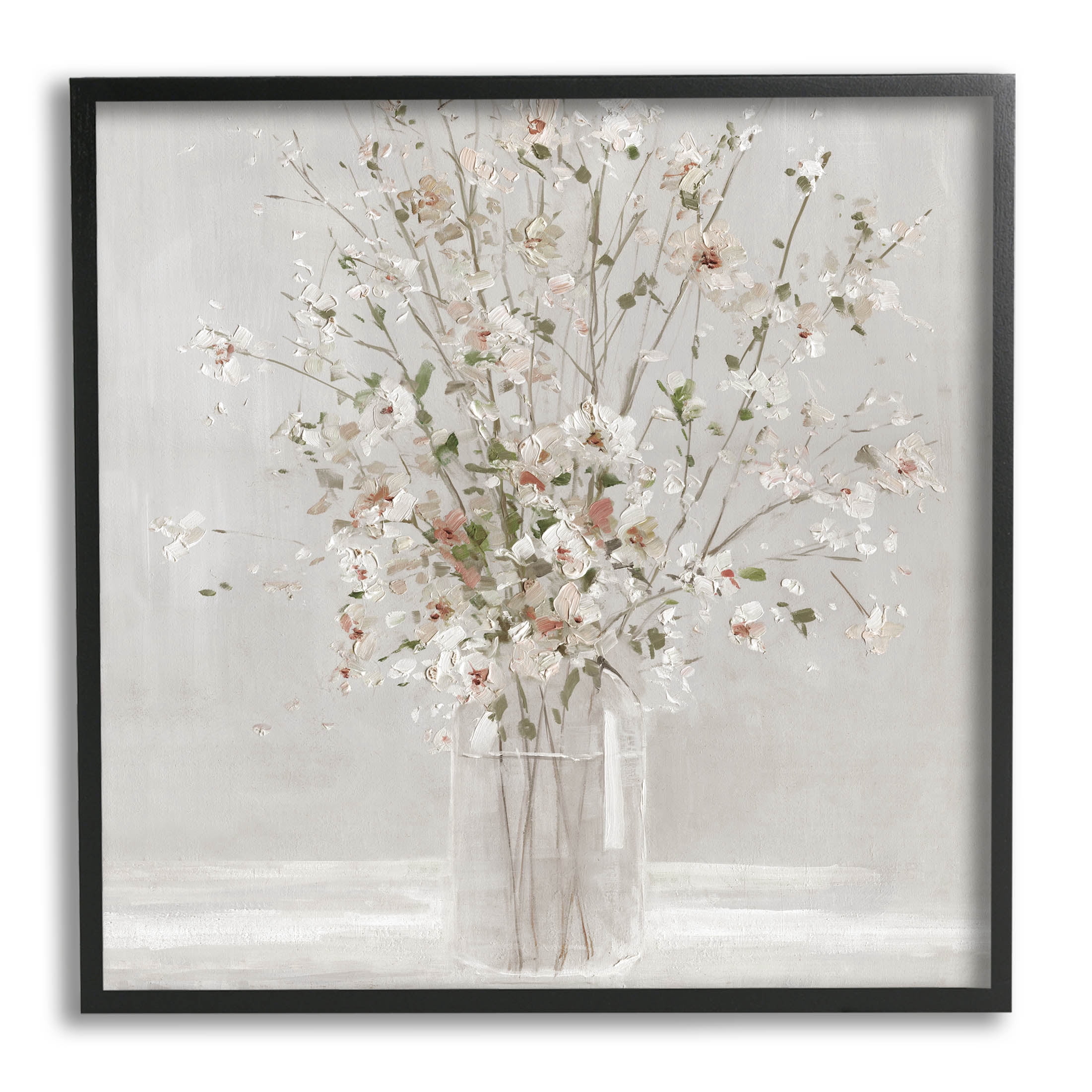 Stupell Industries White Flower Vase Arrangement Painting Black Framed Art Print Wall Art, Design by Sally Swatland