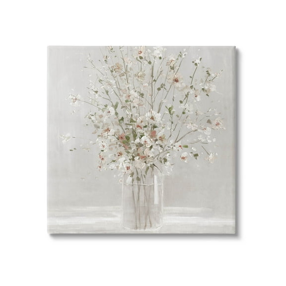 Stupell Industries White Flower Vase Arrangement Painting Gallery Wrapped Canvas Print Wall Art, Design by Sally Swatland