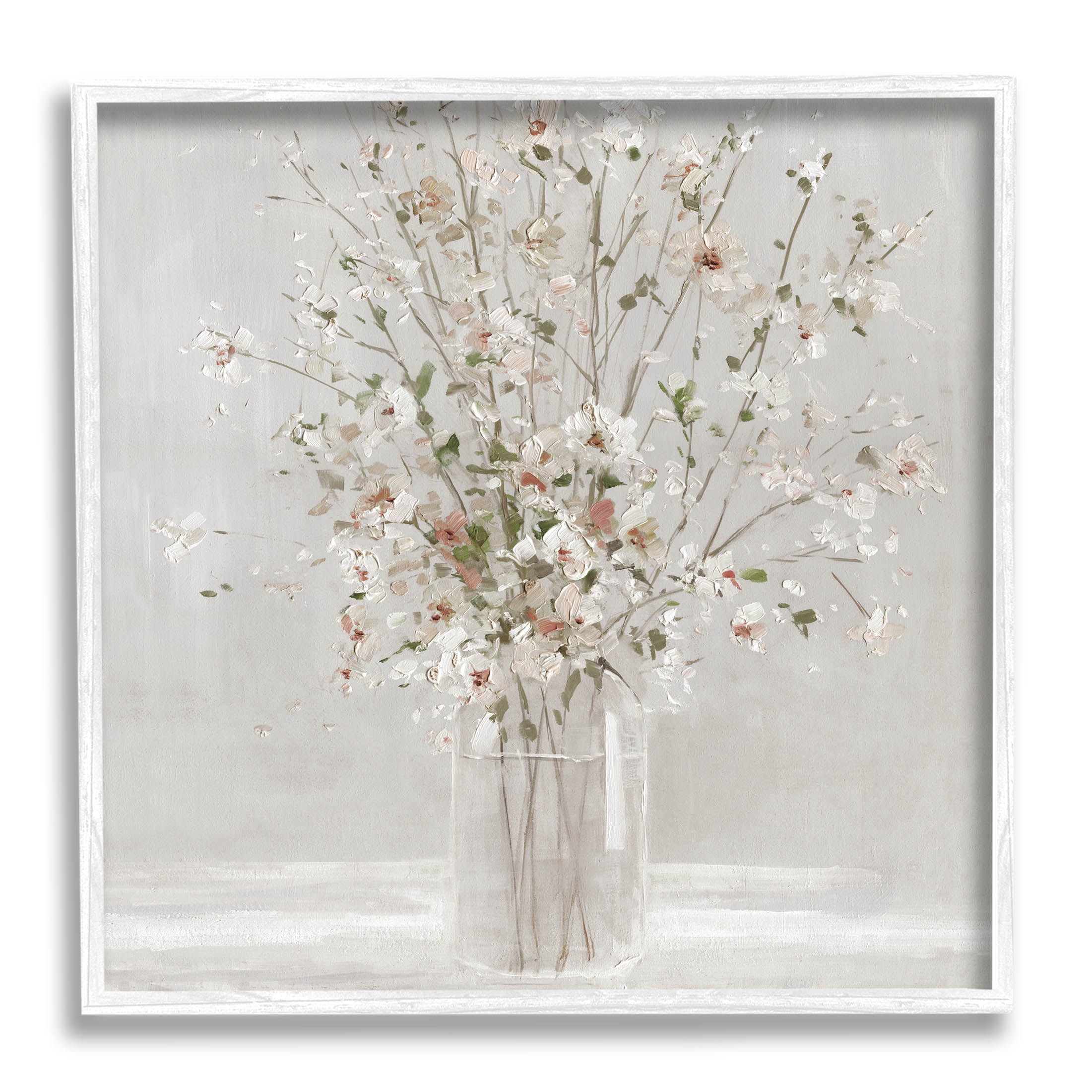 Stupell Industries White Flower Vase Arrangement Painting White Framed Art Print Wall Art, Design by Sally Swatland