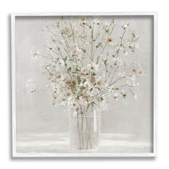 Stupell Industries White Flower Vase Arrangement Painting White Framed Art Print Wall Art, Design by Sally Swatland