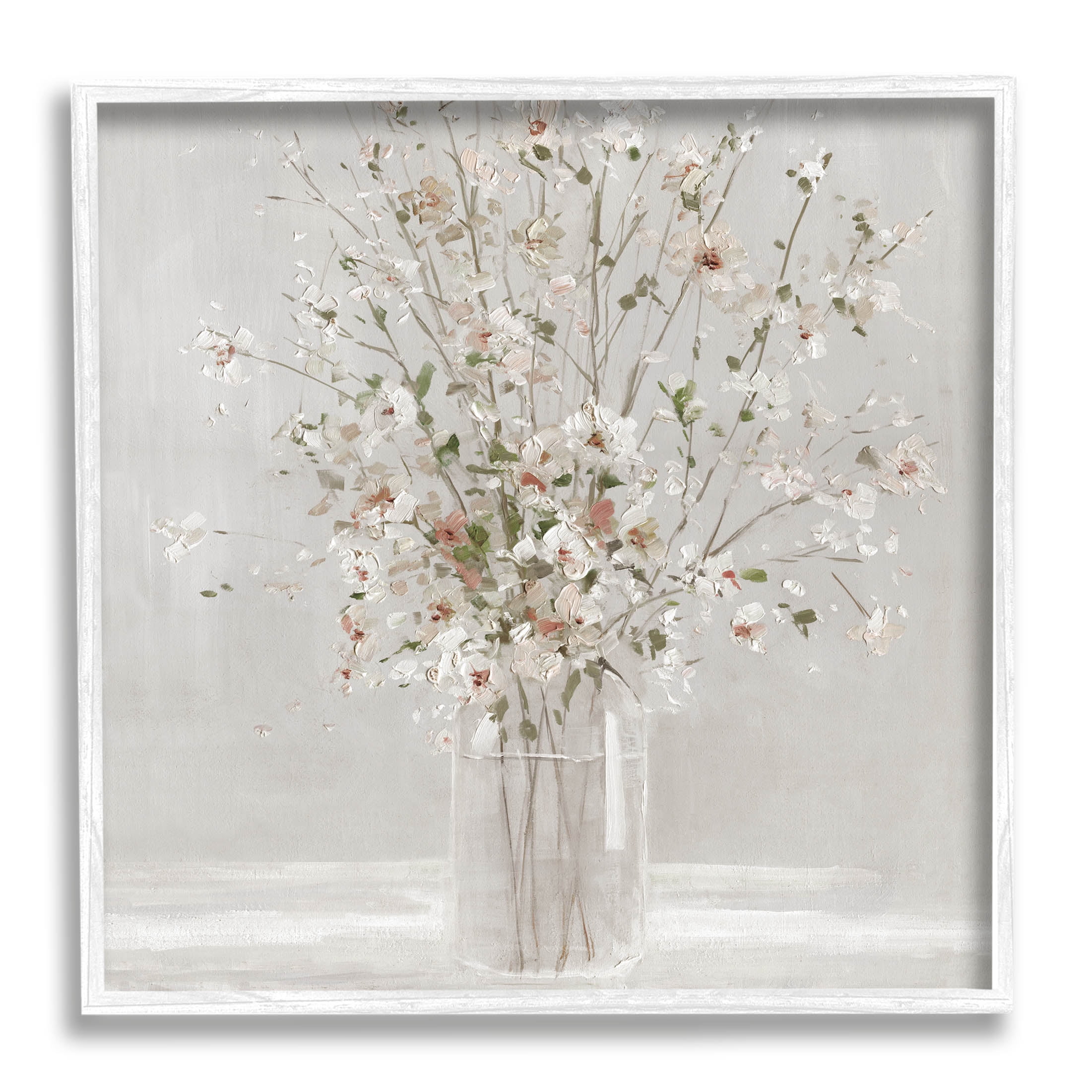 Stupell Industries White Flower Vase Arrangement Painting White Framed Art Print Wall Art, Design by Sally Swatland