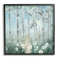 Stupell Industries White Flowers Blooming Forest Birch Trees Scenery Painting Black Framed Art Print Wall Art, Design by Sally Swatland