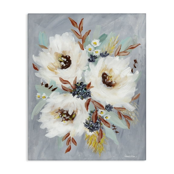Stupell Industries White Flowers Trio Botanical & Floral Painting Gallery Wrapped Canvas Art Print Wall Art, 16 x 20