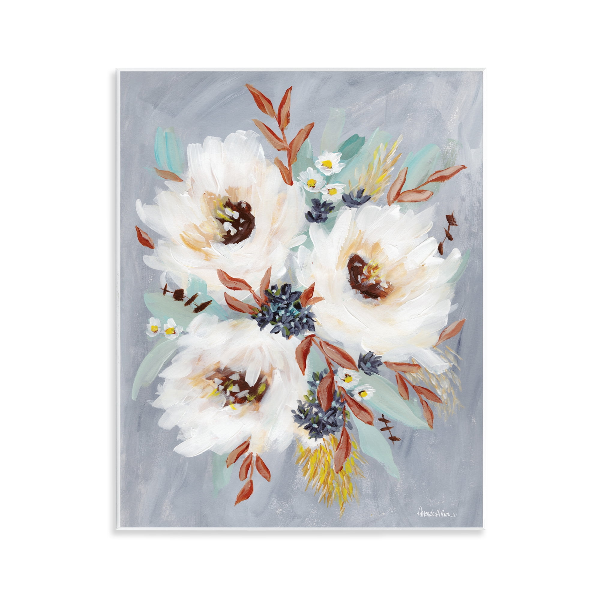 Stupell Industries White Flowers Trio Botanical & Floral Painting Unframed Art Print Wall Art, 11 x 14