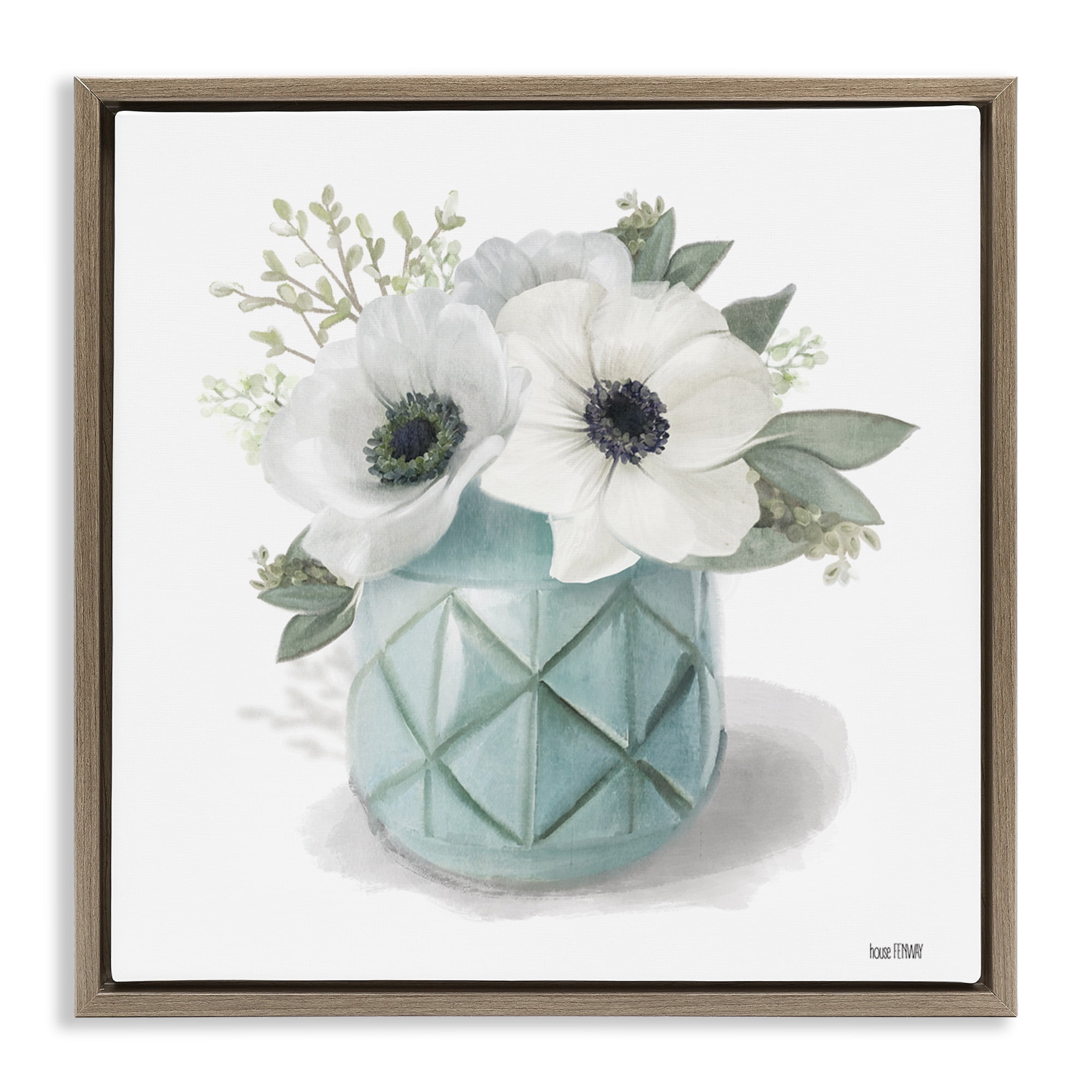 Stupell Industries White Flowers in Turquoise Vase Botanical & Floral
