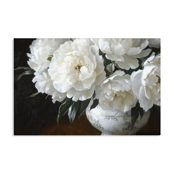 Stupell Industries Victorian White Flowers in Vintage Vase Canvas Art, 45 x 30, by Petals Prints Design