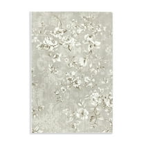 Stupell Industries White Flowers over Damask Floral Painting Unframed Art Print Wall Art, 10 x 15