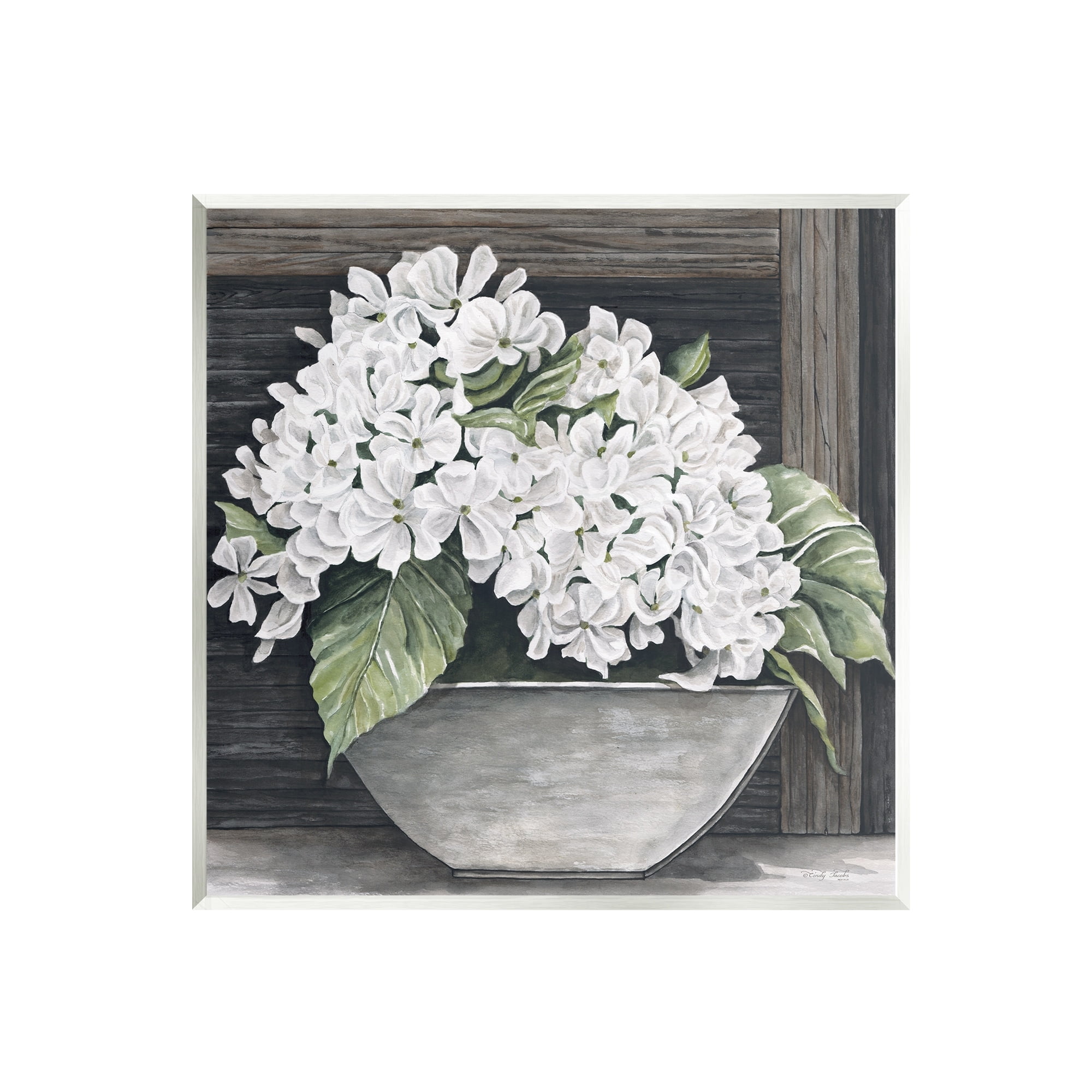 Stupell Industries White Geranium Flower Planter Rustic Country Scene Painting Unframed Art Print Wall Art, Design by Cindy Jacobs