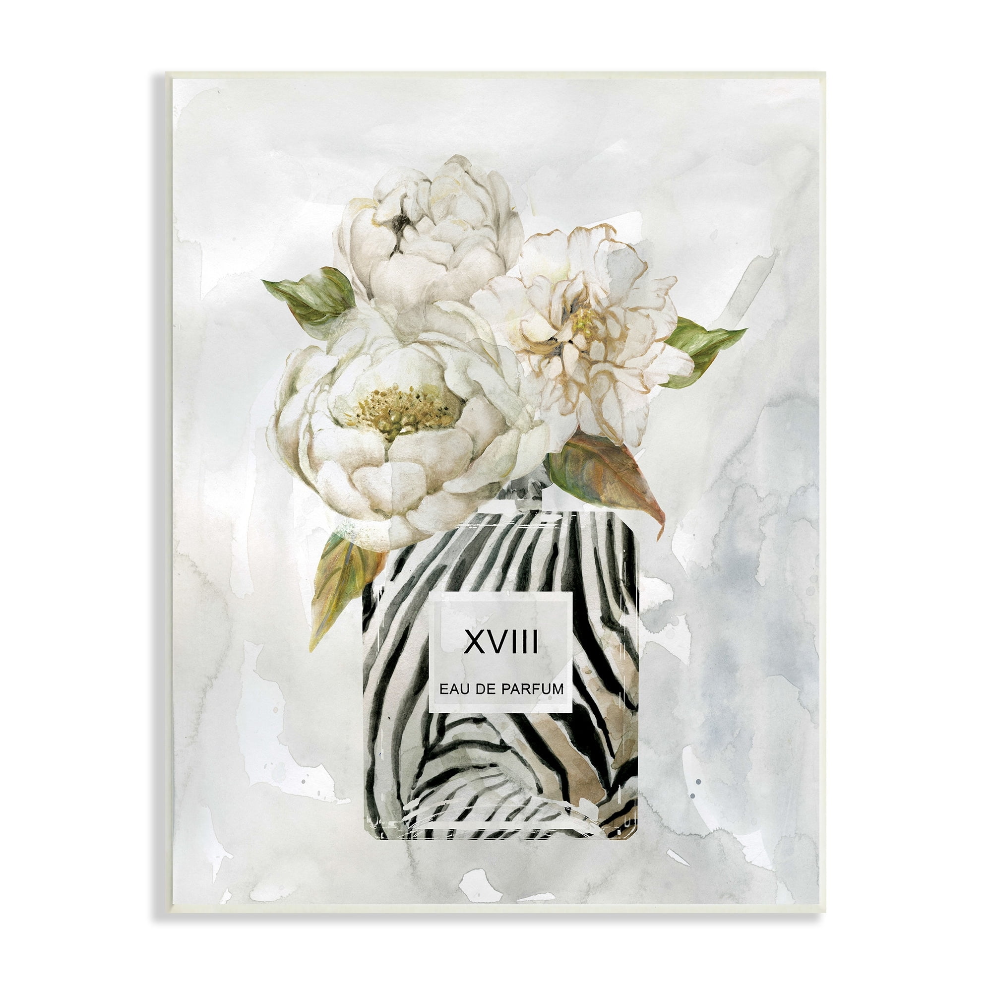 Stupell Industries White Glam Peonies Bouquet Patterned Perfume Bottle, 13 x 19, Design by Carol Robinson