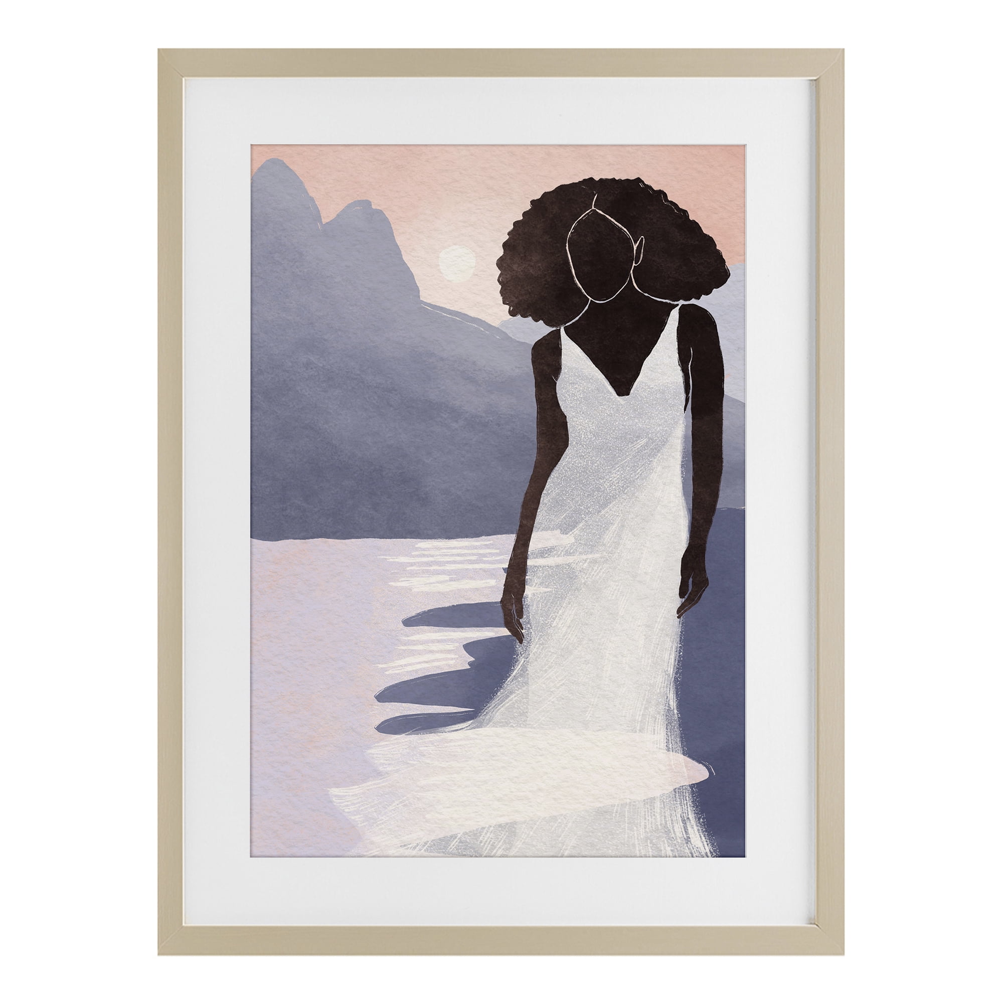 Stupell Industries White Gown Silhouette at Sunset Birch Framed Print Under Glass, design by Yuyu Pont