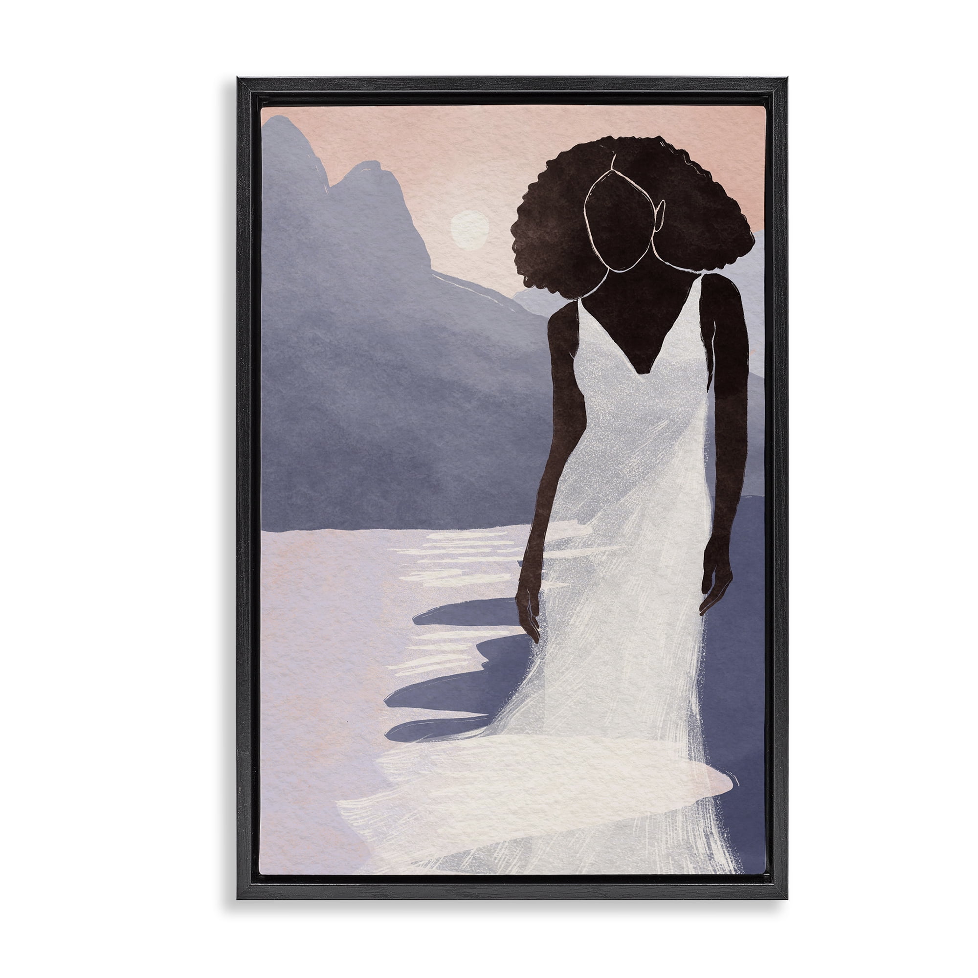 Stupell Industries White Gown Silhouette at Sunset Black Framed Floater Canvas Wall Art, design by Yuyu Pont