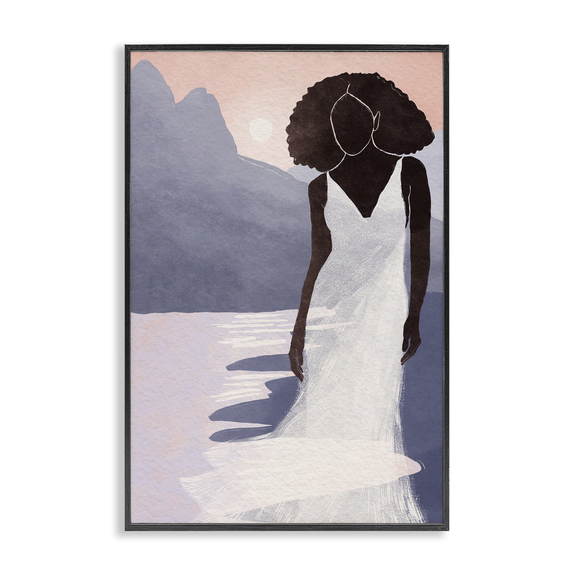 Stupell Industries White Gown Silhouette at Sunset Black Framed Giclee Art, design by Yuyu Pont