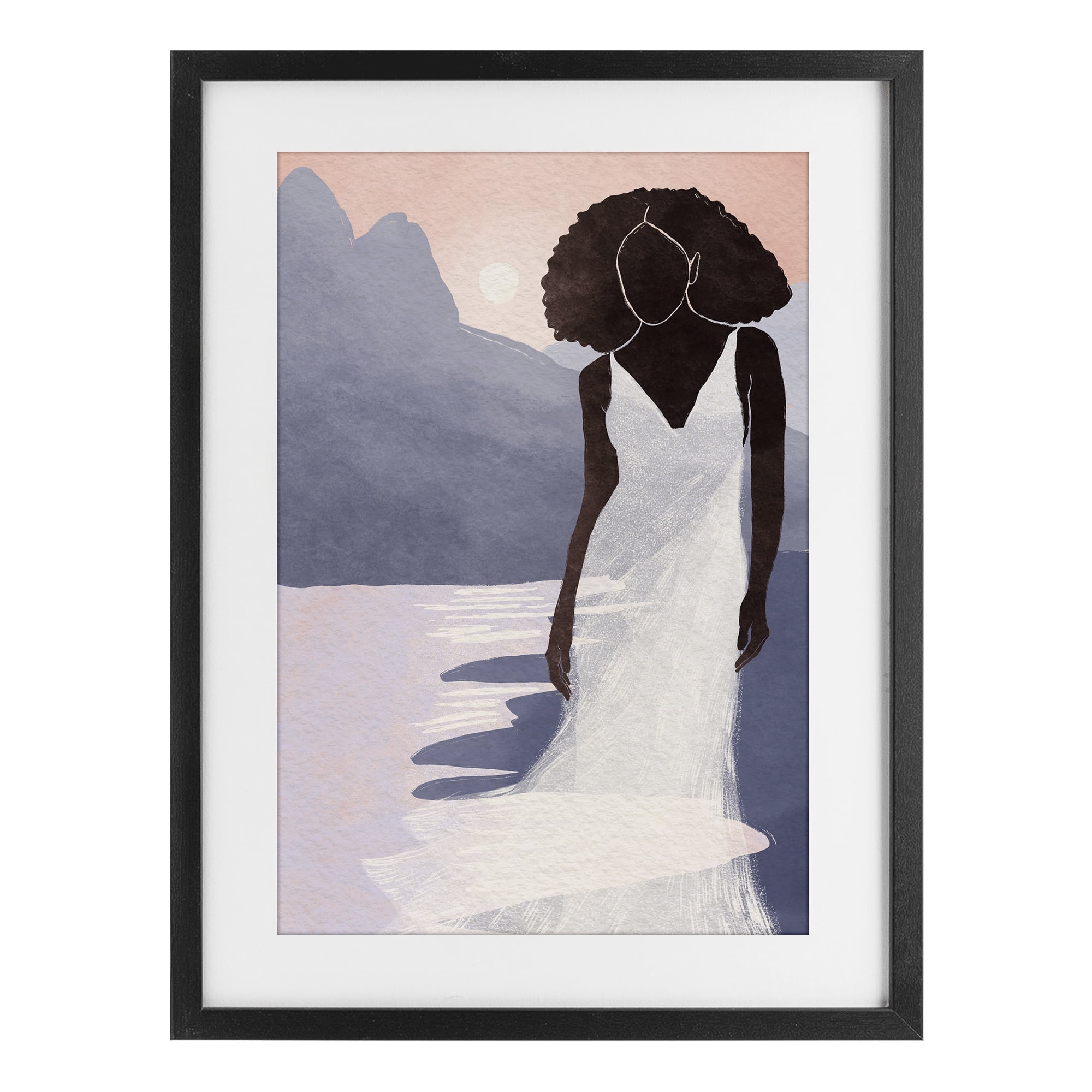 Stupell Industries White Gown Silhouette at Sunset Black Framed Print Under Glass, design by Yuyu Pont