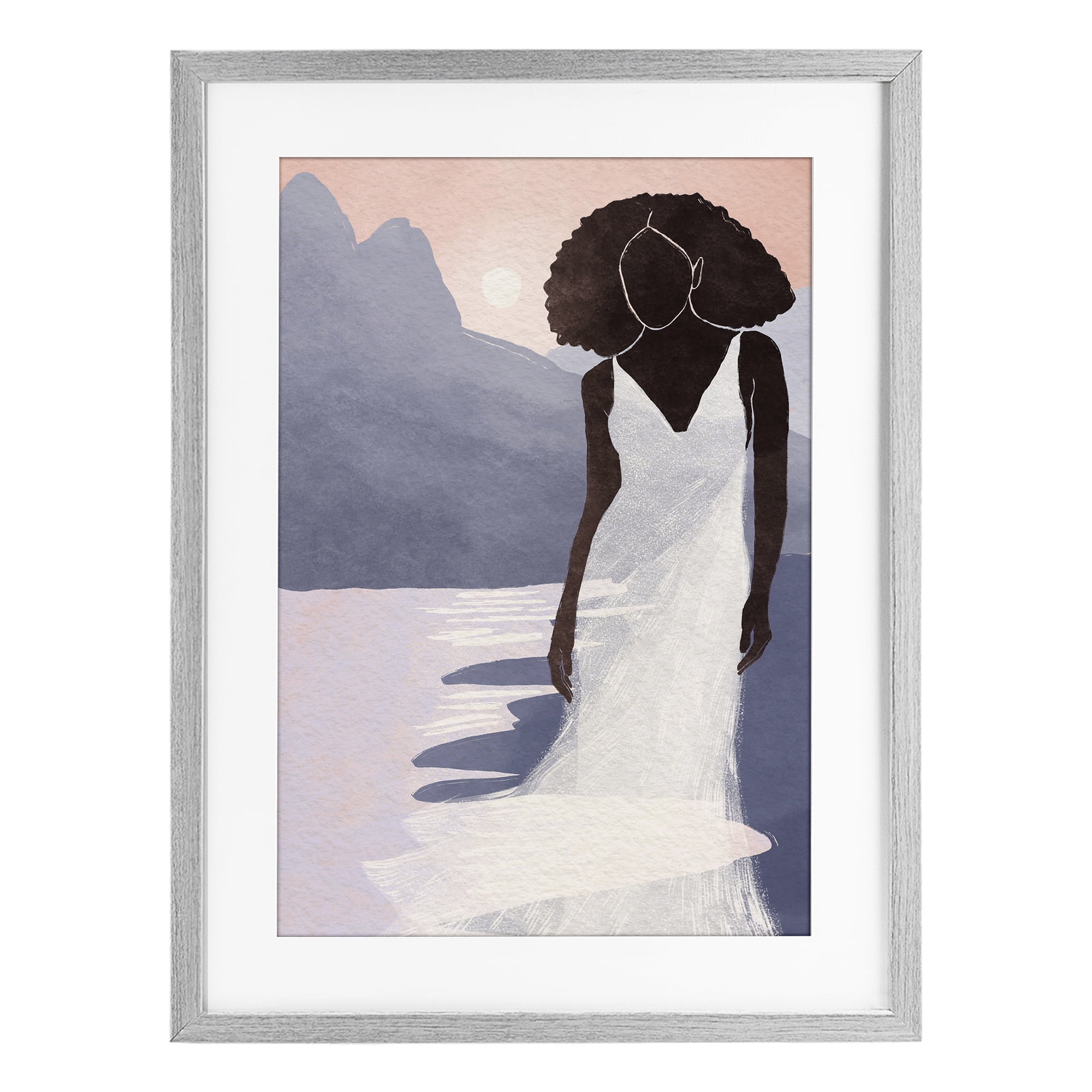 Stupell Industries White Gown Silhouette at Sunset Gray Framed Print Under Glass, design by Yuyu Pont