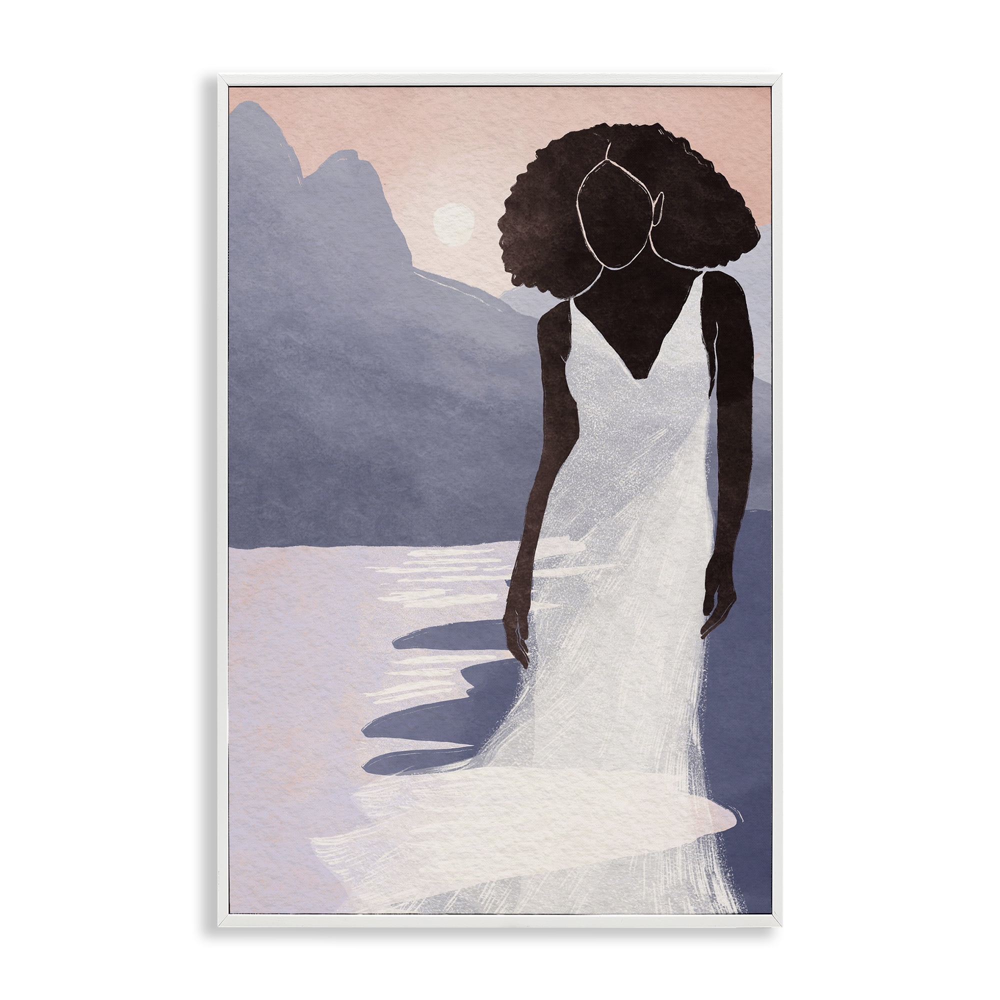 Stupell Industries White Gown Silhouette at Sunset White Framed Giclee Art, design by Yuyu Pont