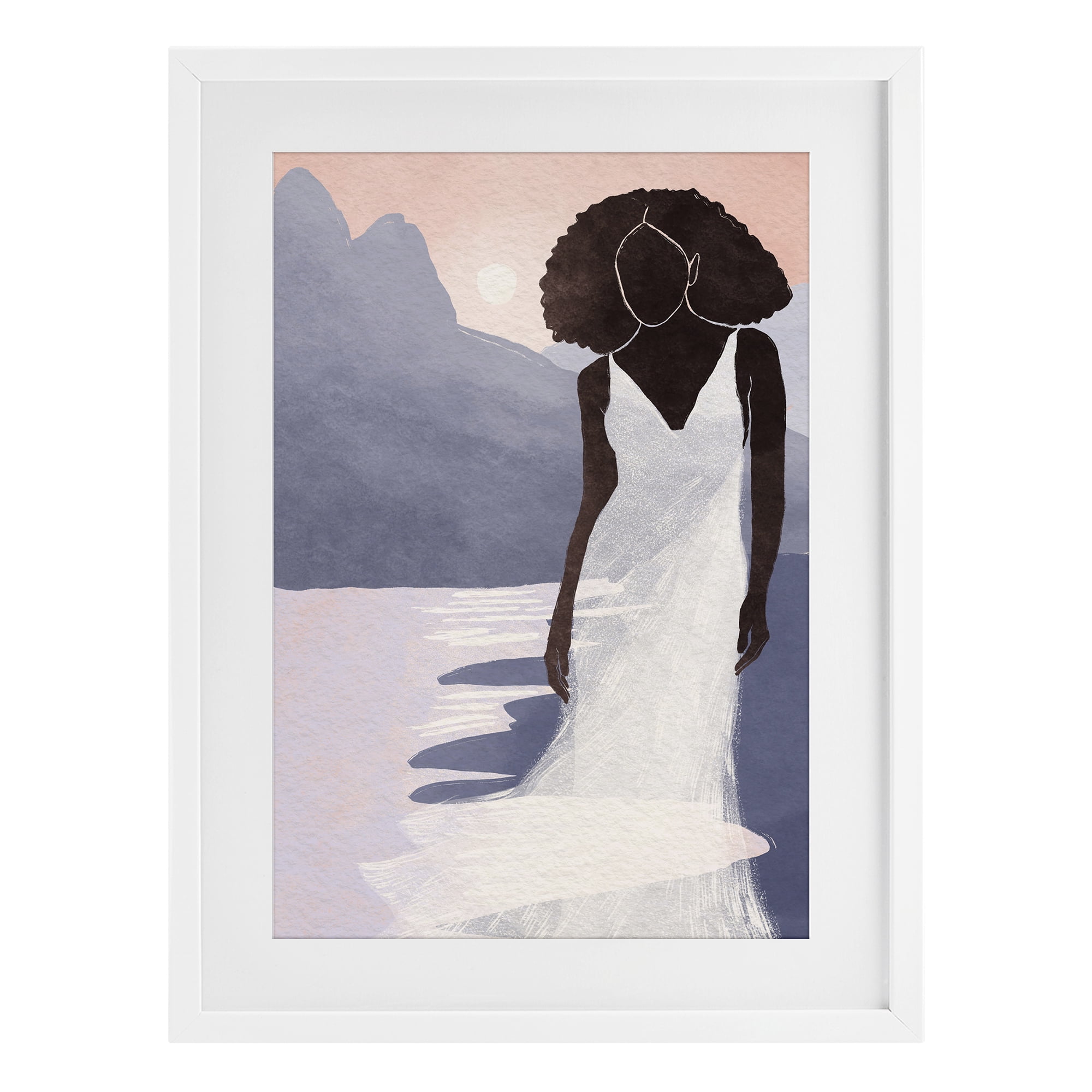 Stupell Industries White Gown Silhouette at Sunset White Framed Print Under Glass, design by Yuyu Pont