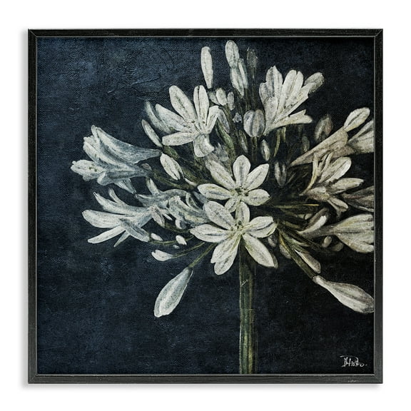 Stupell Industries White Herb Blooms Botanical & Floral Painting Black Framed Art Print Wall Art, 12 x 12