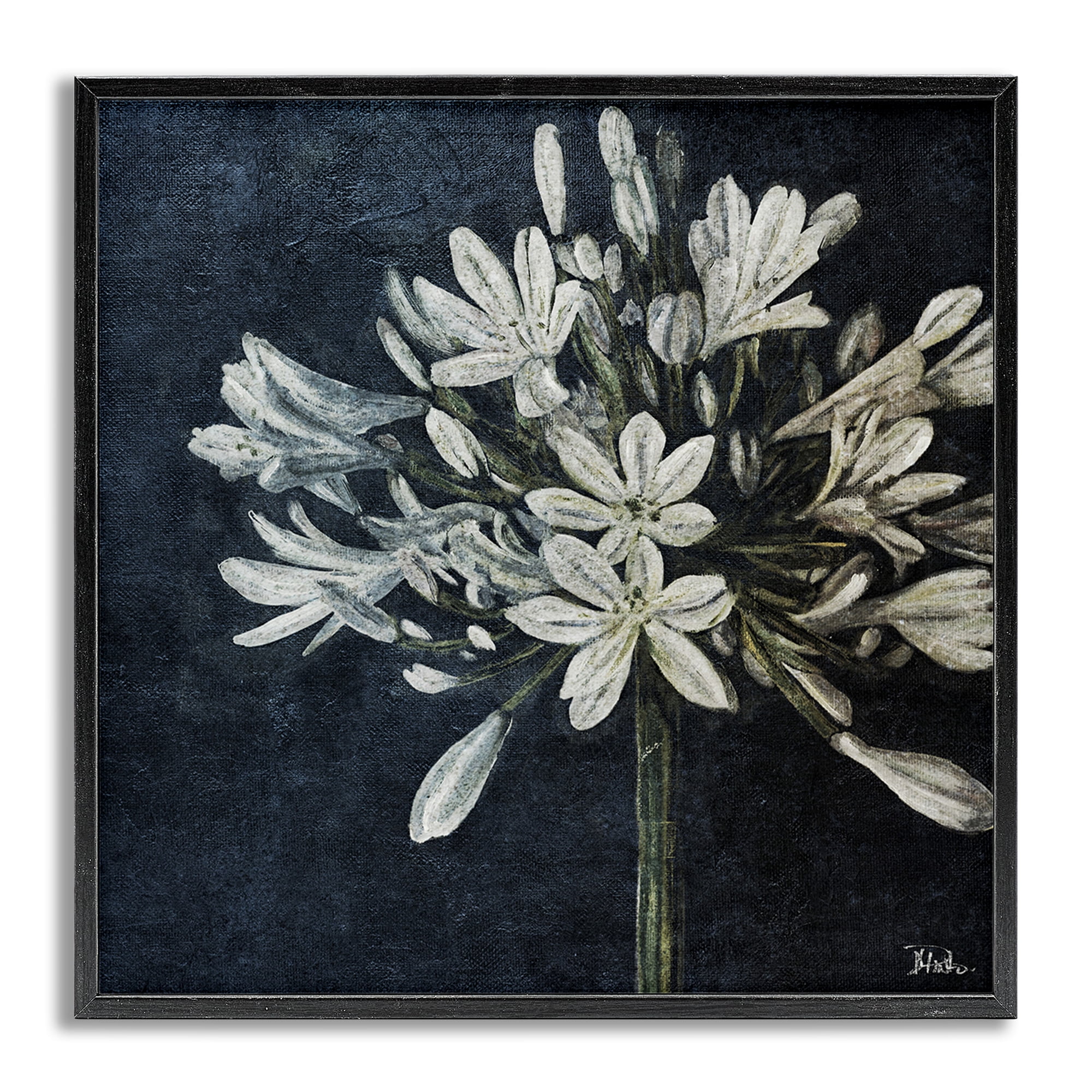 Stupell Industries White Herb Blooms Botanical & Floral Painting Gray Framed Art Print Wall Art, 24 x 24