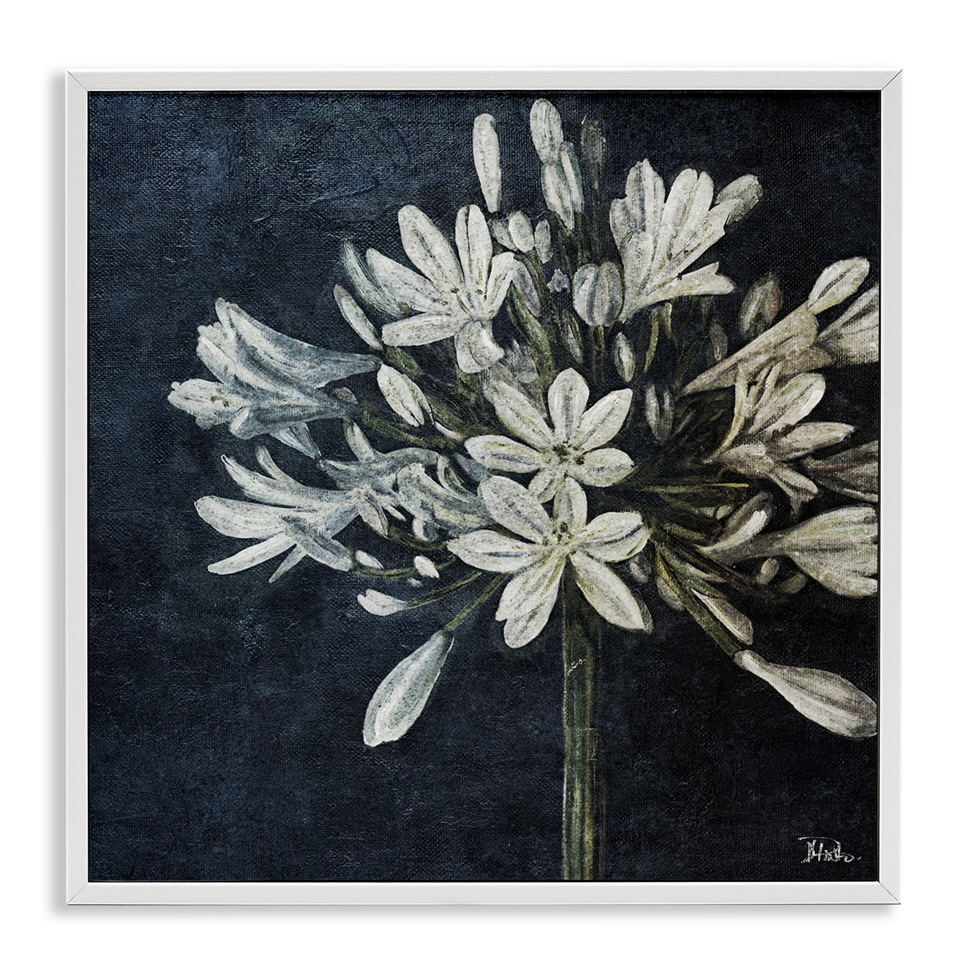 Stupell Industries White Herb Blooms Botanical & Floral Painting White Framed Art Print Wall Art, 24 x 24