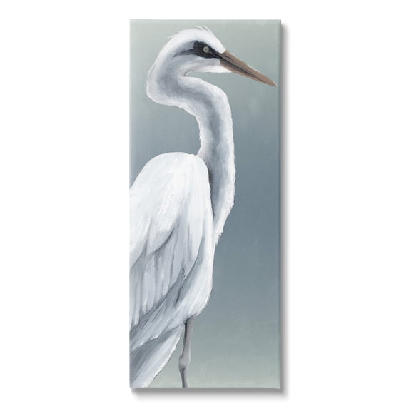 Stupell Industries White Heron Portrait Animals & Insects Painting Gallery Wrapped Canvas Art Print Wall Art, 10 x 24