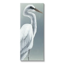Stupell Industries White Heron Portrait Animals & Insects Painting Gallery Wrapped Canvas Art Print Wall Art, 10 x 24