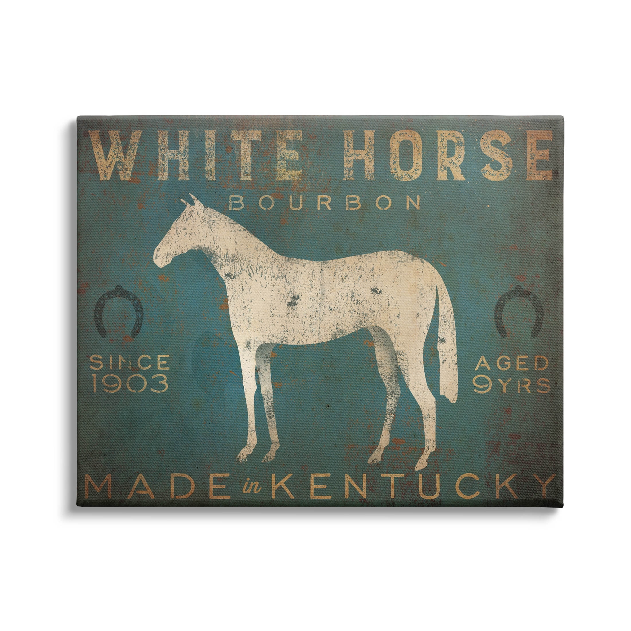 Stupell Industries White Horse Bourbon Vintage Sign Graphic Art Gallery Wrapped Canvas Print Wall Art, Design by Ryan Fowler