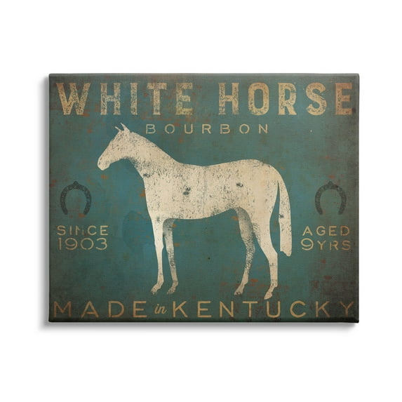 Stupell Industries White Horse Bourbon Vintage Sign Graphic Art Gallery Wrapped Canvas Print Wall Art, Design by Ryan Fowler