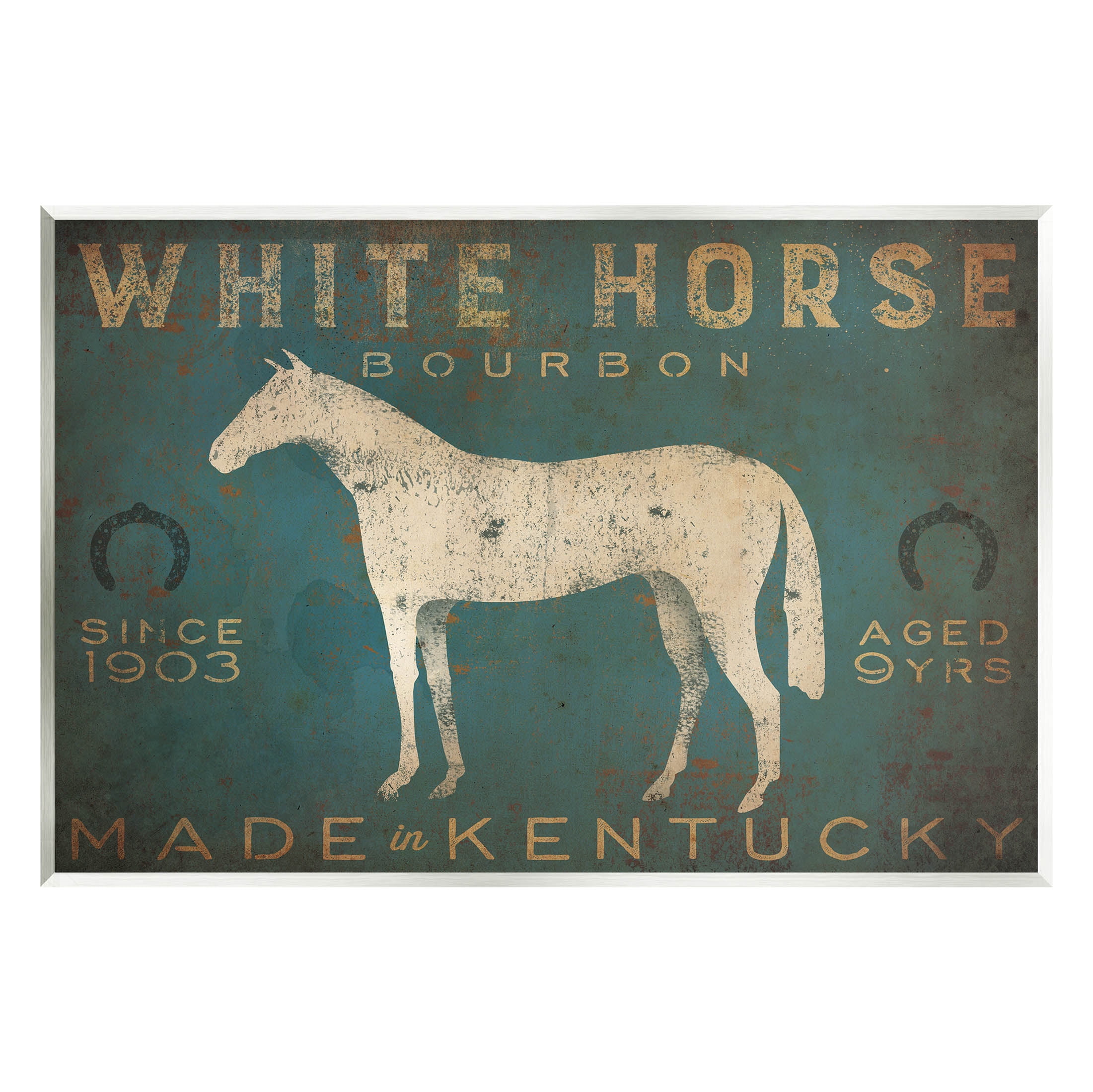 Stupell Industries White Horse Bourbon Vintage Sign Graphic Art Unframed Art Print Wall Art, Design by Ryan Fowler