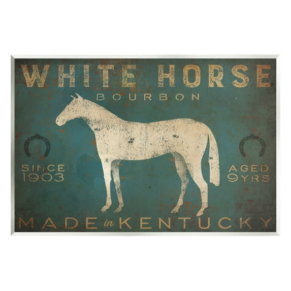 Stupell Industries White Horse Bourbon Vintage Sign Graphic Art Unframed Art Print Wall Art, Design by Ryan Fowler