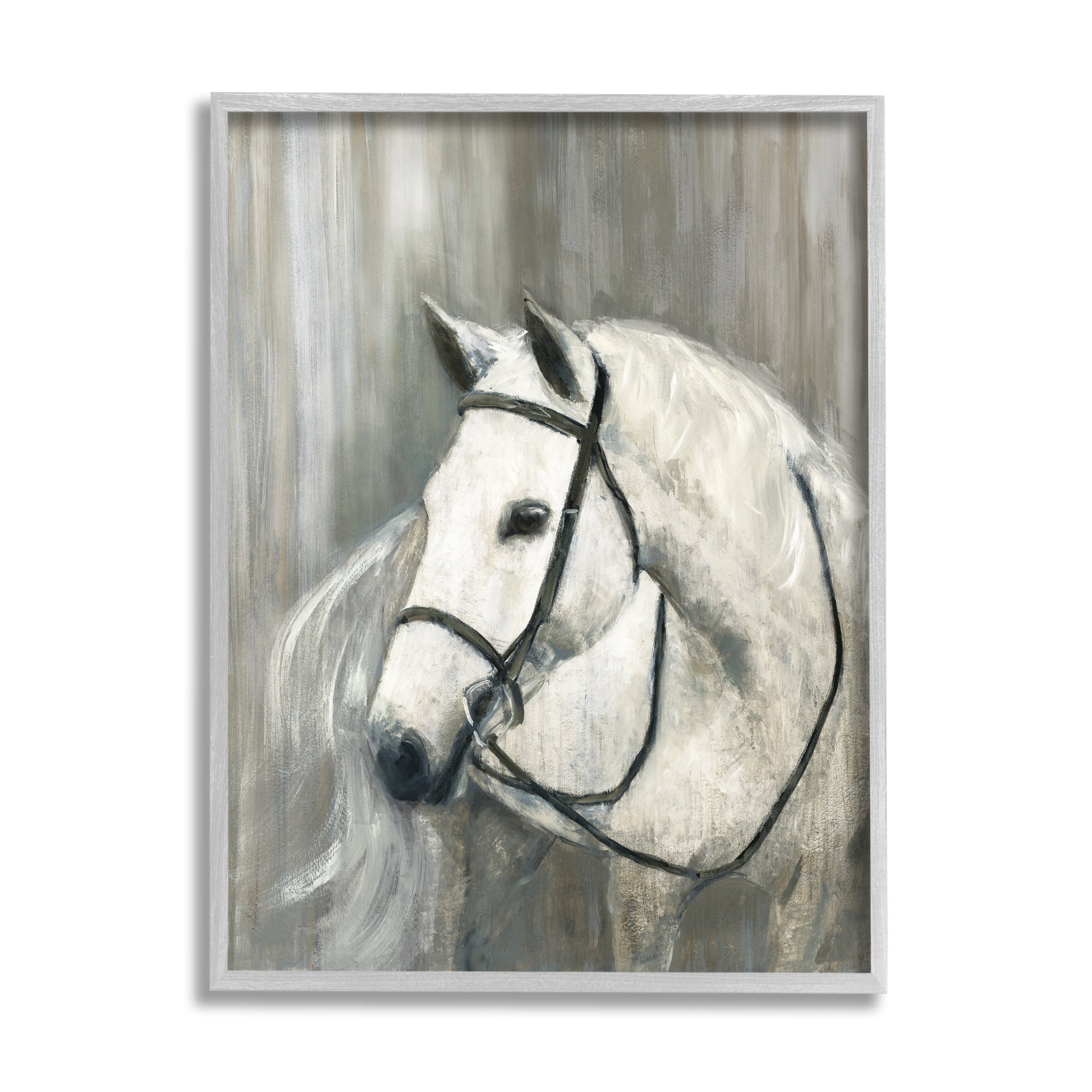 Stupell Industries White Horse Riding Bridle Contemporary Equestrian Portrait, 16 x 20, Design by Sally Swatland