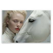 Stupell Industries White Horse & Woman People Painting Unframed Art Print Wall Art, 15 x 10