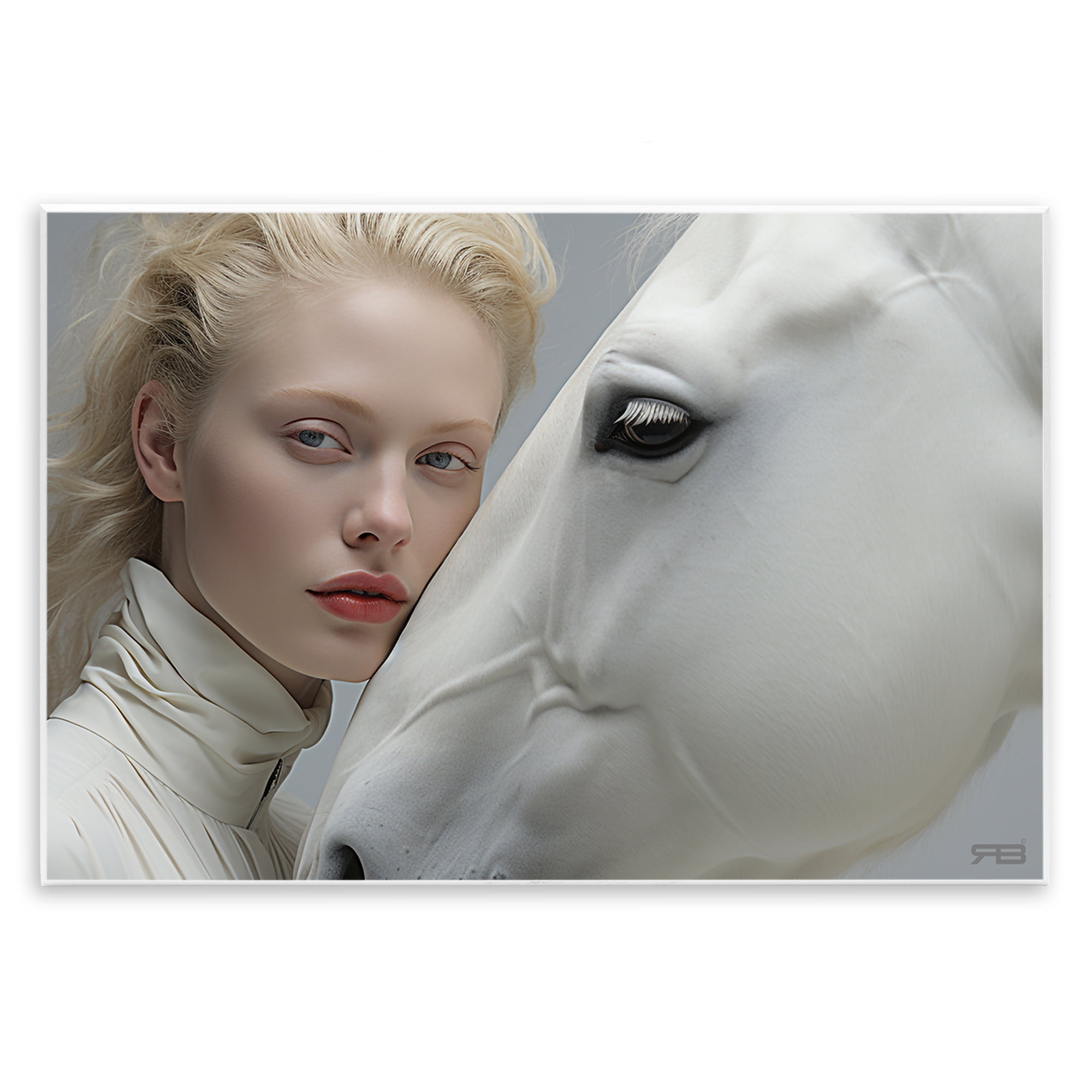 Stupell Industries White Horse & Woman People Painting Unframed Art Print Wall Art, 19 x 13