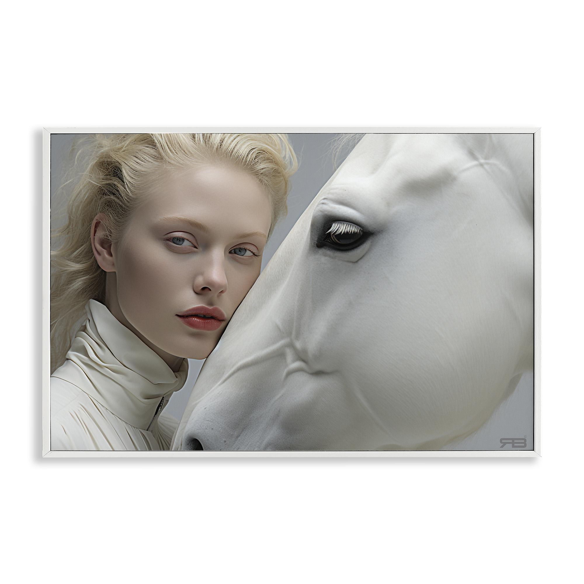 Stupell Industries White Horse & Woman People Painting White Framed Art Print Wall Art, 18 x 12