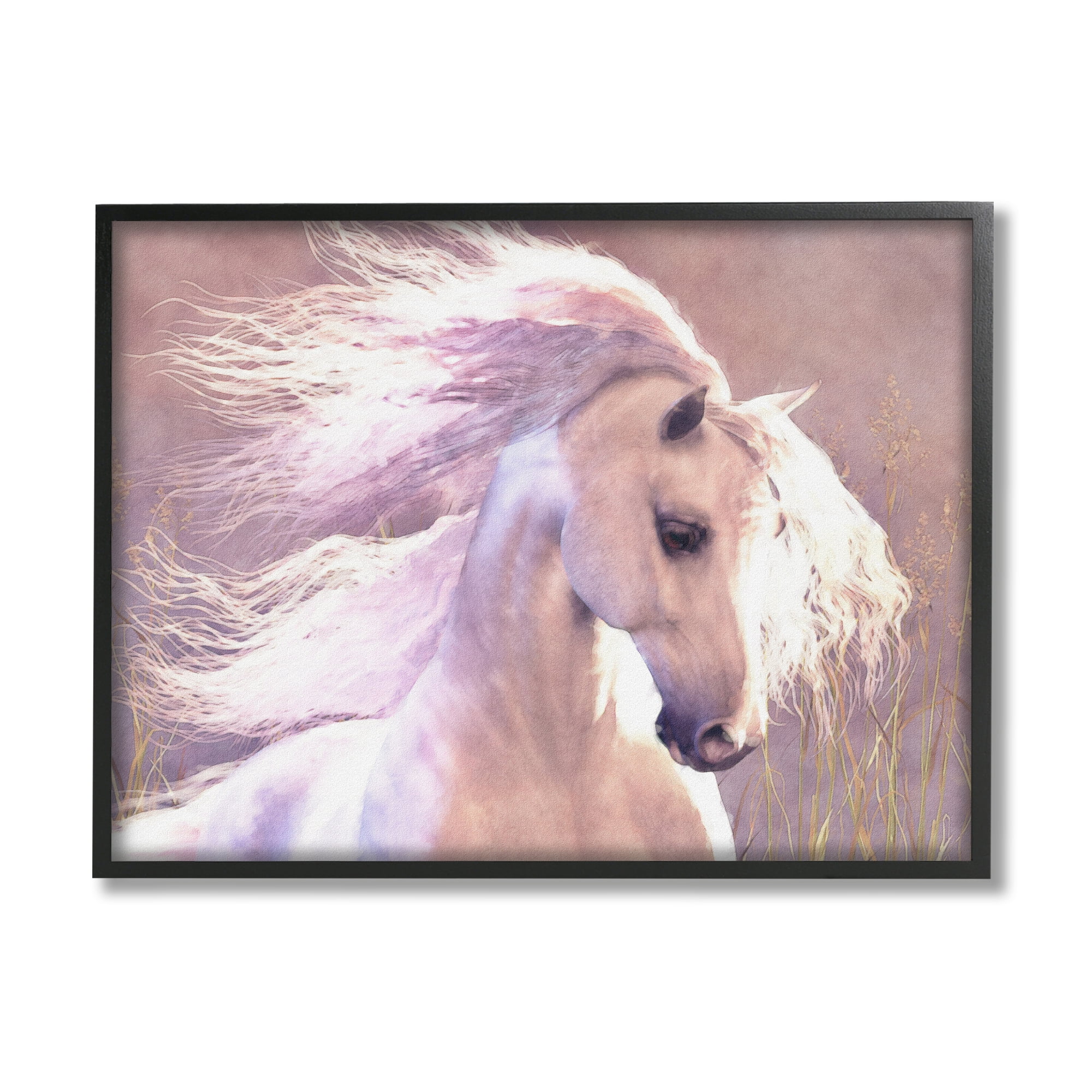 Stupell Industries White Horse in Nature Animals & Insects Painting Black Framed Art Print Wall Art, 20 x 16