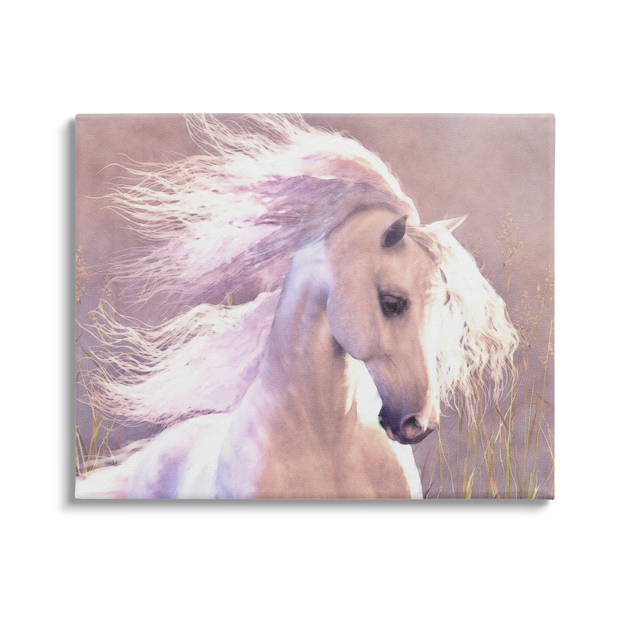 Stupell Industries White Horse in Nature Animals & Insects Painting Gallery Wrapped Canvas Art Print Wall Art, 48 x 36