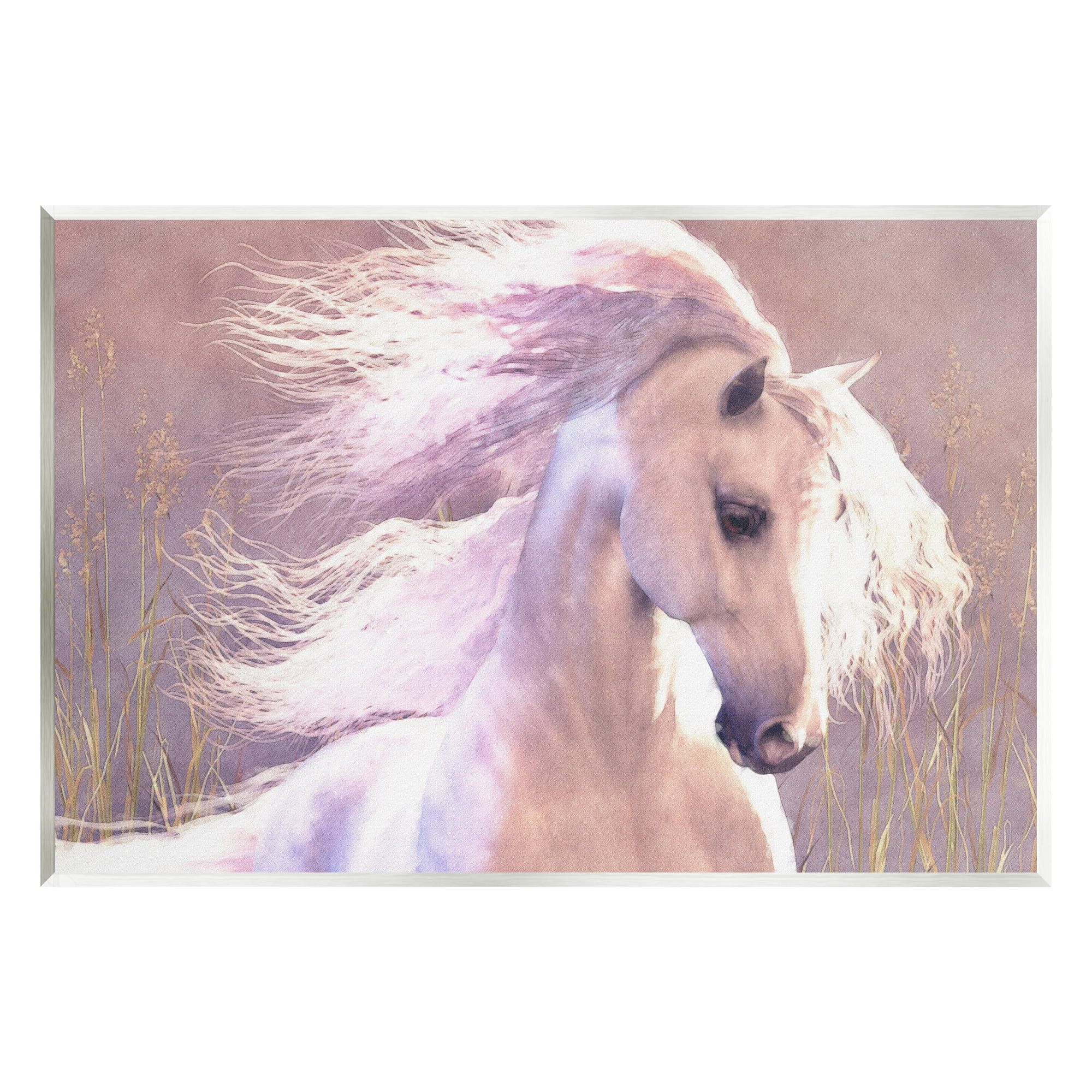 Stupell Industries White Horse in Nature Animals & Insects Painting Unframed Art Print Wall Art, 19 x 13
