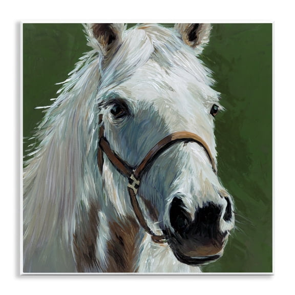 Stupell Industries White Horse on Green Wall Plaque Art design by Wani Pasion, 12 x 12
