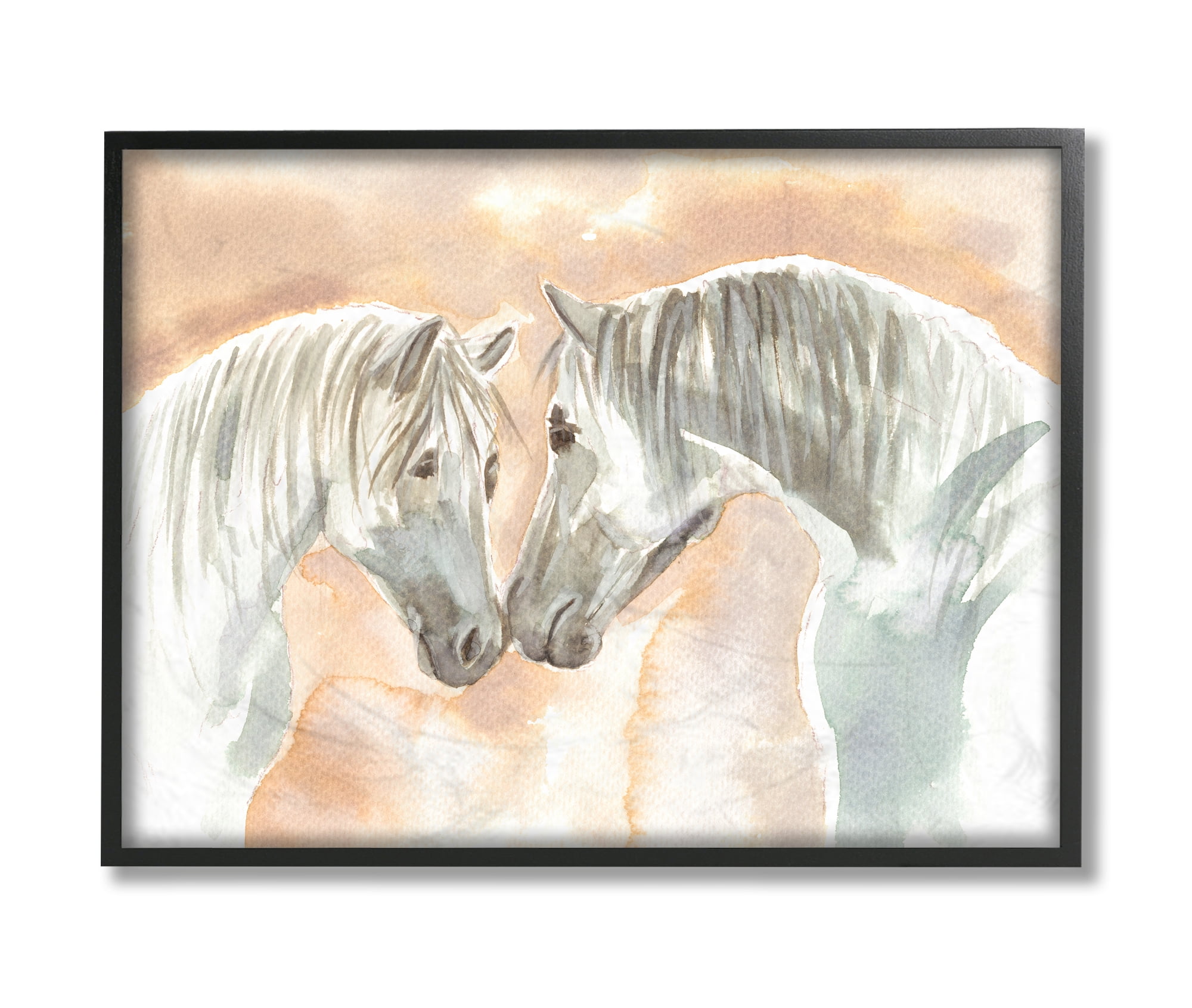 Stupell Industries White Horses Touching Noses Orange White Tan Black Framed, 11 x 14, Design by Elivira Errico