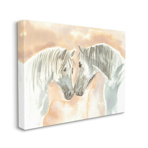 Stupell Industries White Horses Touching Noses Orange White Tan Canvas Wall Art, 24 x 30, Design by Elivira Errico