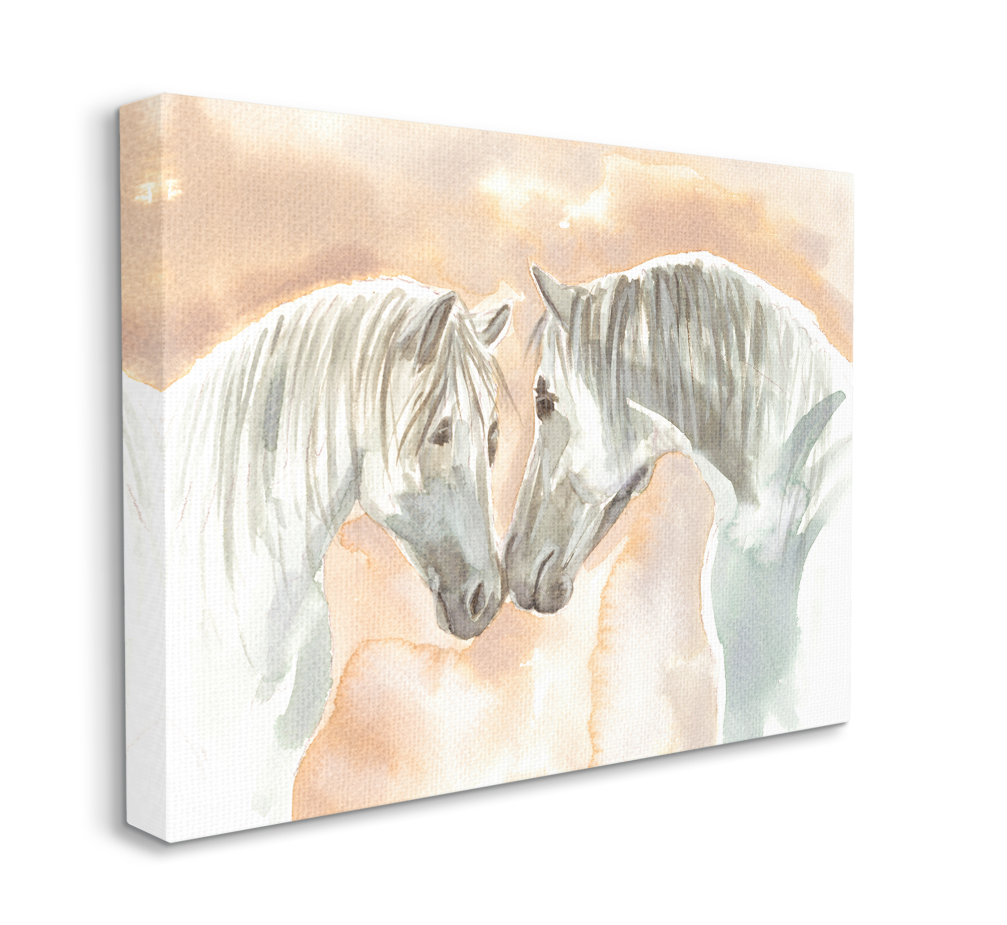 Stupell Industries White Horses Touching Noses Orange White Tan Canvas Wall Art, 36 x 48, Design by Elivira Errico