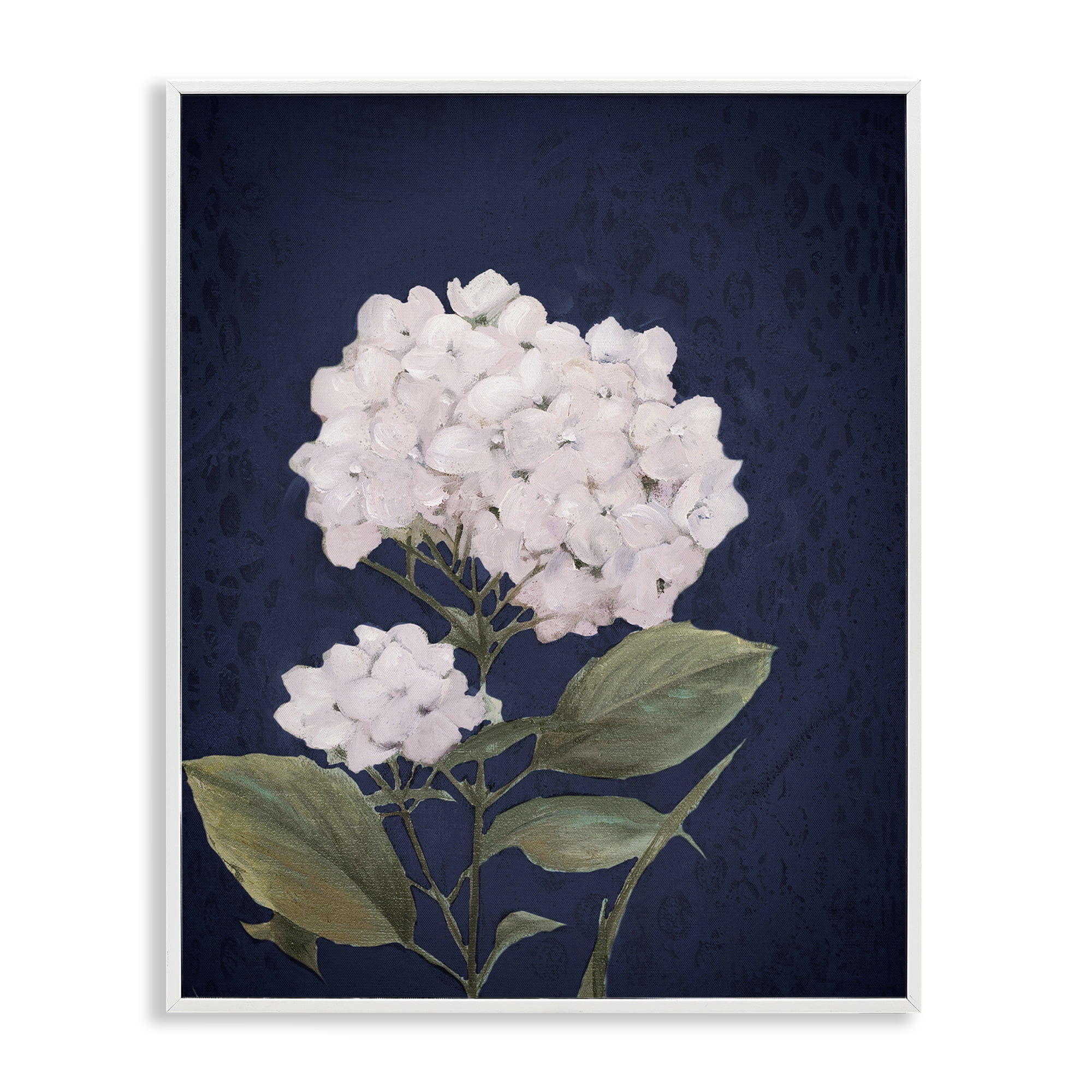 Stupell Industries White Hydrangea Blossom Botanical & Floral Painting White Framed Art Print Wall Art, 11 x 14