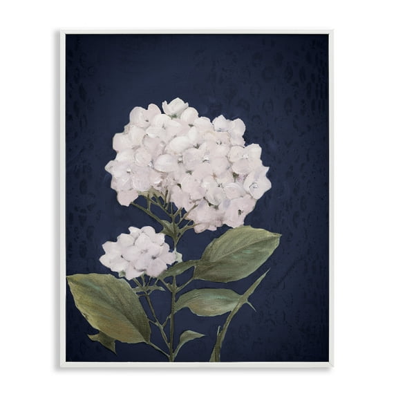Stupell Industries White Hydrangea Blossom Botanical & Floral Painting White Framed Art Print Wall Art, 16 x 20