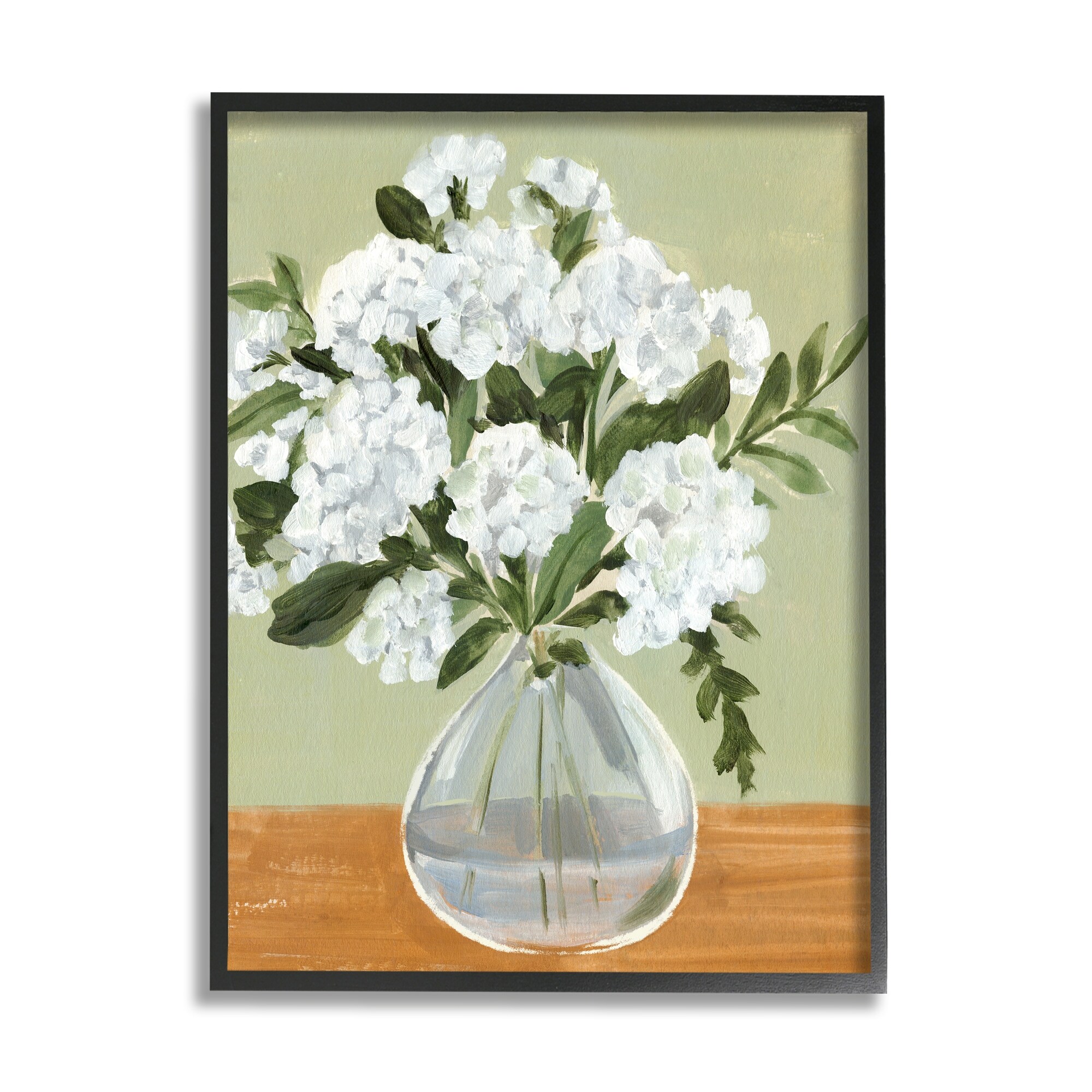 Stupell Industries White Hydrangea Flower Bouquet Vase Still Life Painting Black Framed Art Print Wall Art, Design by Annie Warren
